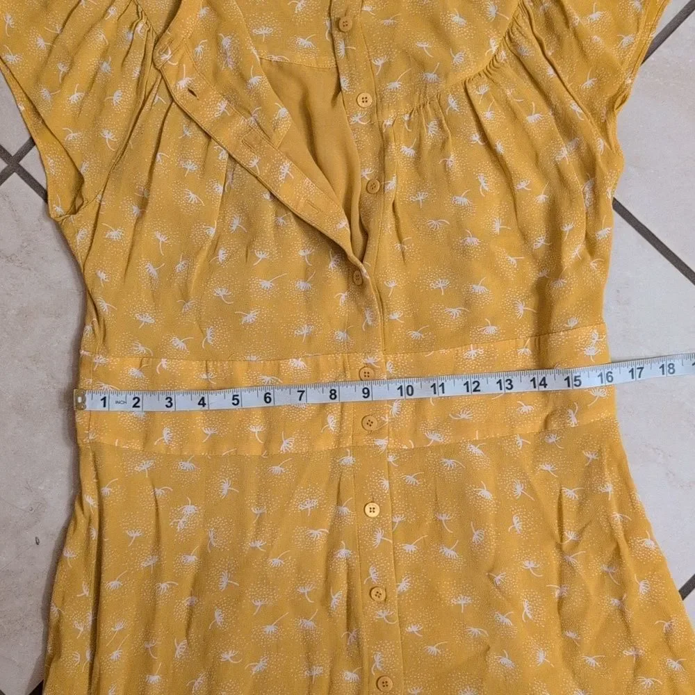 Whisltes Isla Dandelion Midi Dress Yellow Button Front Size 10